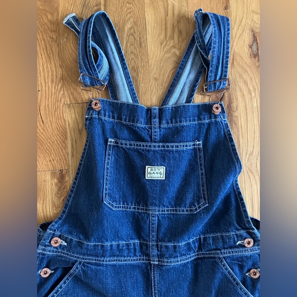 🔥 SOLD OUT Hey Gang Knee Patch Overalls in denim - Sz 2  (Medium) 🔥 - Picture 3 of 7